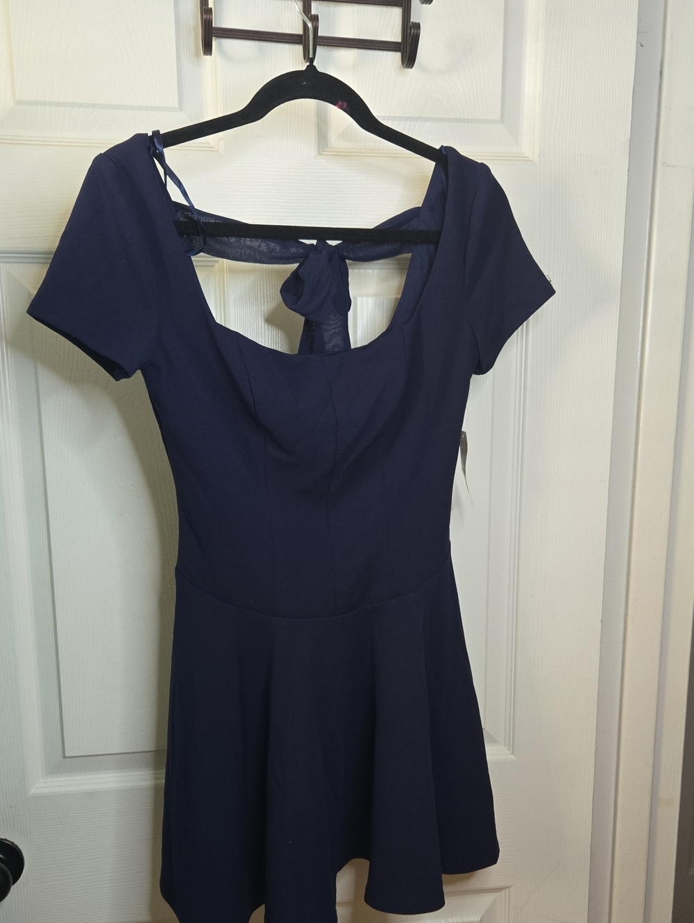 Women's Navy Short-Sleeve Fit & Flare Dress